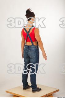 Whole body blue jeans red singlet of Rebecca 0006